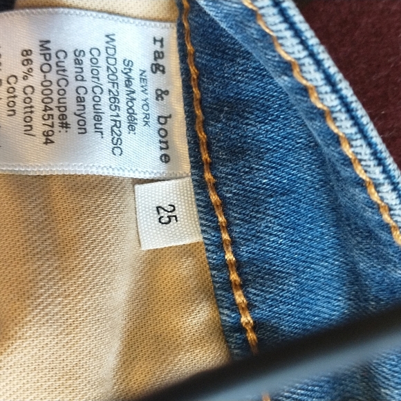 Rag & Bone High Waisted High Rise Skinny Blue Denim Jeans Size 25 - Picture 8 of 9